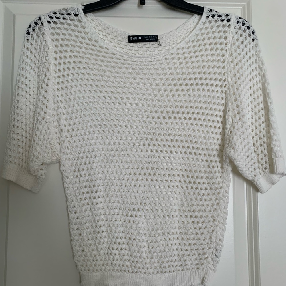 SHEIN sweater top, white, size m